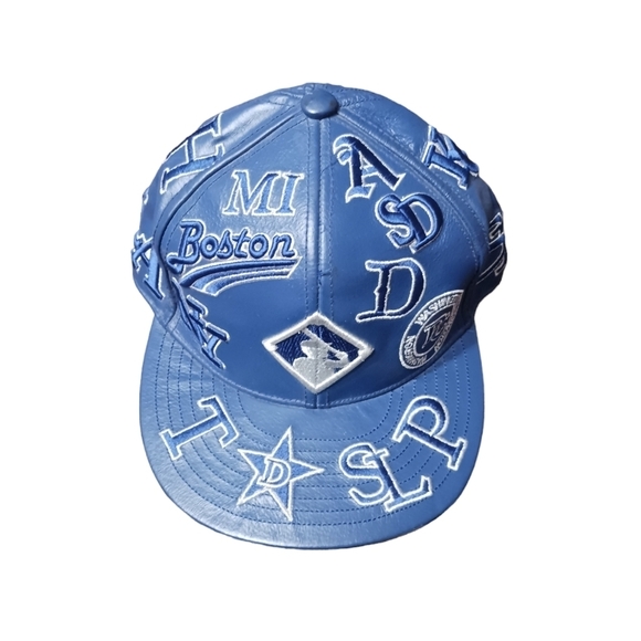 City Hunter Blue Leather MLB Baseball Cap Adult Size Medium - Picture 2 of 6